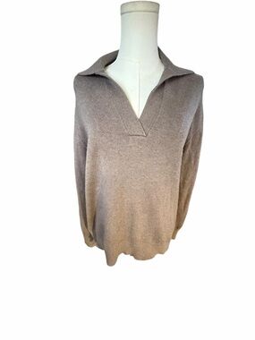 Rails Collared V-Neck Sweater - Taupe Womens Small